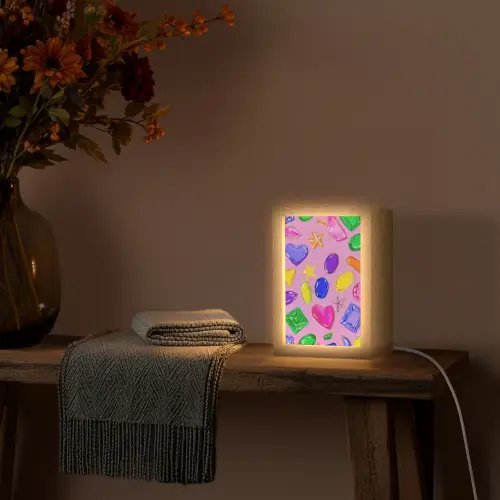 Edelstenen - Vormen - Hartje - Kleurrijk Light Box met kabel (Tafellamp) klein -sfeer4