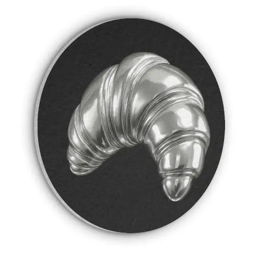Croissant - Metaal - Zilver Akoestische PET Vilt - Rond klein -3d