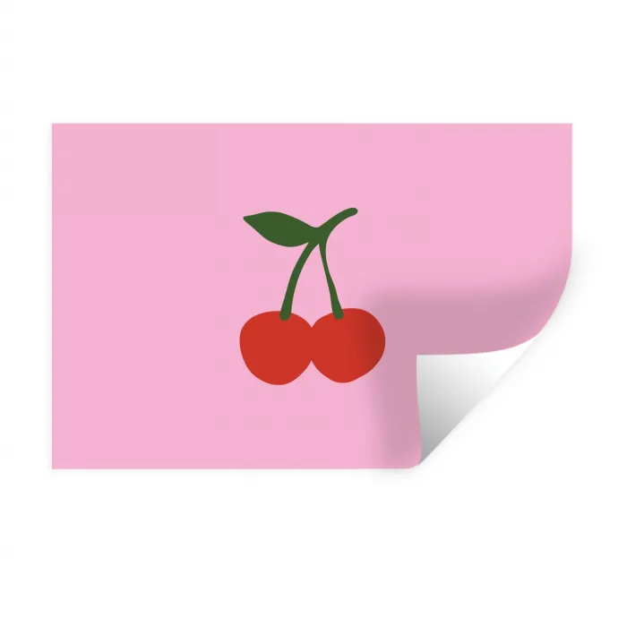 Kersen - Roze - Illustratie Muursticker klein -3d