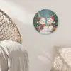 Sneeuwpop - Kerstsneeuw - Groen - Rood Akoestische PET Vilt - Rond klein -sfeer4