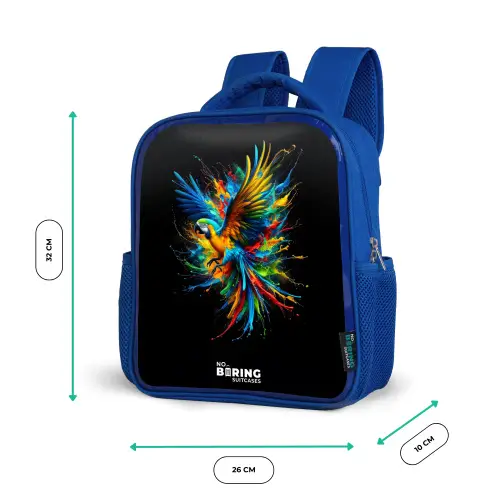 Kleurrijke papegaai Kinderrugzak - Blauw middel -productfoto_formaten