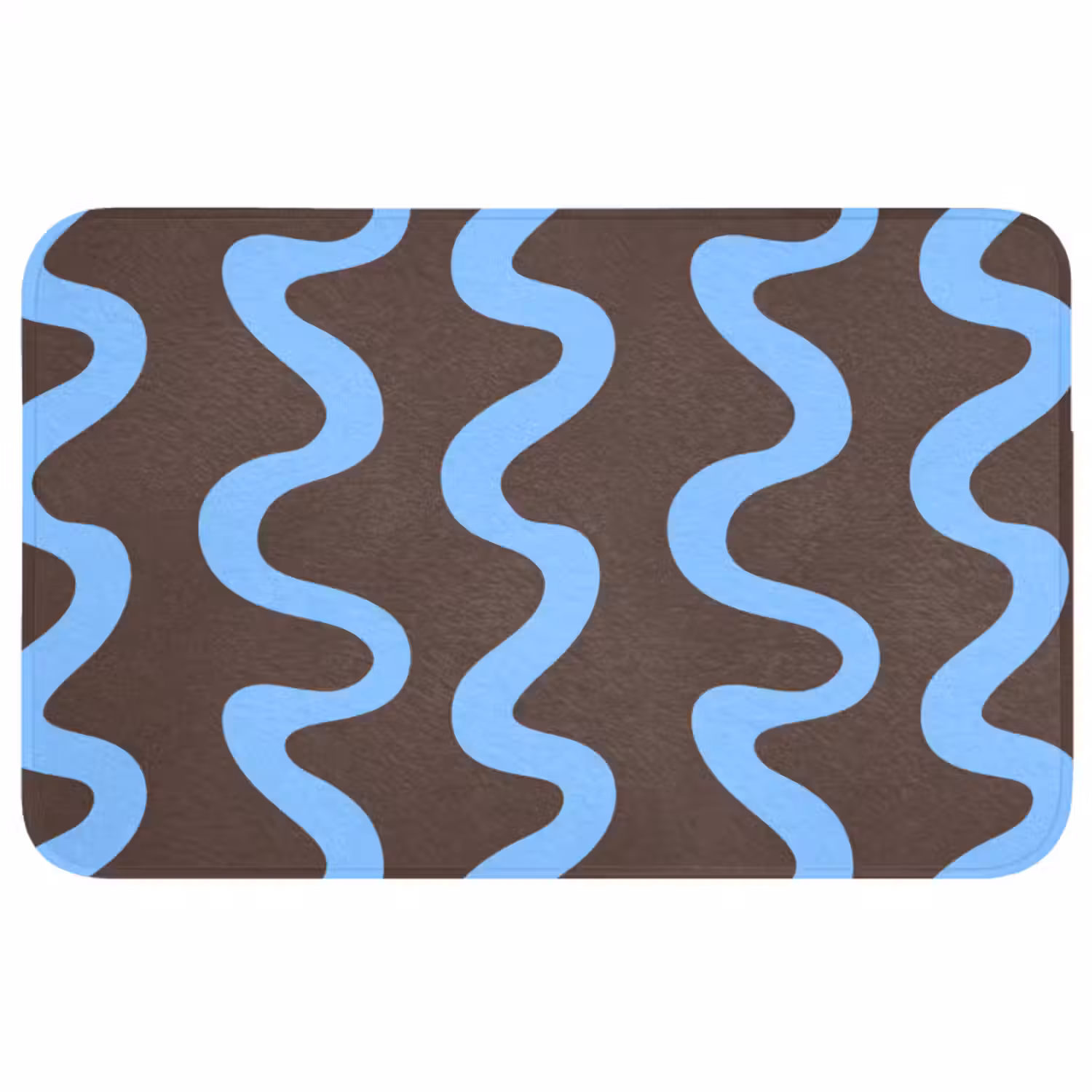 Badmat - Kronkelende lijnen - Blauw - Bruin - Minimalistisch