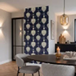 Luchtballonnen - Wolken - Patroon - Donkerblauw Behang Vinyl klein 1060 -sfeer3