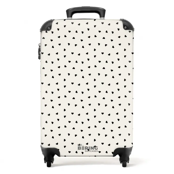 Valentijn verstrooid hartenpatroon zwart NBS - Handbagage koffer - Kinderen Unisex middel -productfoto_recht
