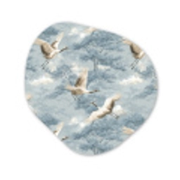 Wolken - Kraanvogels - Blauw Wandcirkel Organisch Aluminium middel 851 -3d