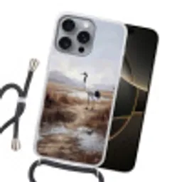 Kraanvogel - Natuur - Realistisch Hoesje iPhone 16 Pro Max met koord klein -sfeer1