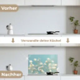 Stengels - Bloemen - Lucht - Wit keuken achterwand spatscherm klein -voor_na_DE