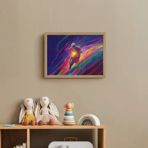 Crossmotor - Neonkleuren - Lijnen - Helm Light Box met batterij (Wandlamp kind) middel -sfeer2_kind
