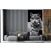 Wilde dieren - Wolf - Zwart - Wit fotobehang vinyl groot -bank