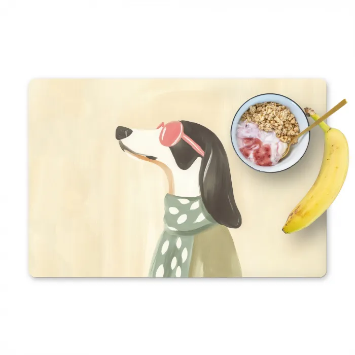 Hond - Zonnebril - Sjaal Placemat vinyl groot -zzzproduct_Kitchenyeah-website