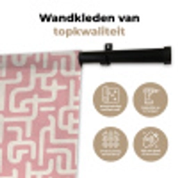 Doolhofpatroon - Roze - Wit - Abstract Wandkleed katoen klein 269 -sfeer2