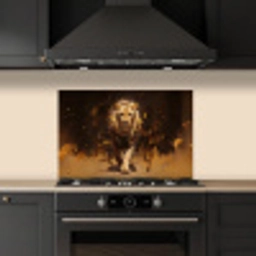 Leeuw - Geschilderd - Abstract - Goud keuken achterwand spatscherm klein -sfeer1