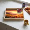 Zonnebloemen - Zonsondergang - Landschap Dienblad Rechthoek middel -sfeer2
