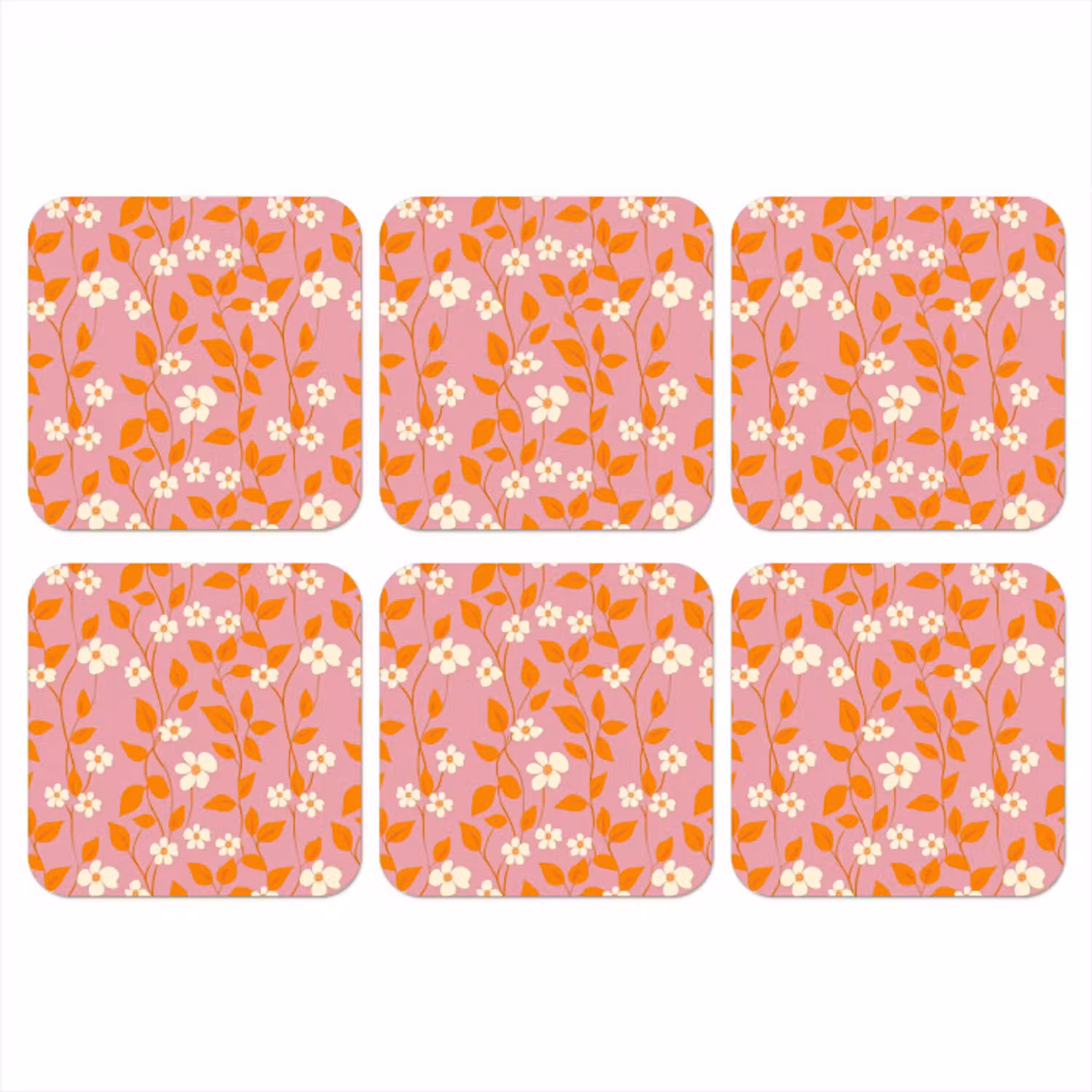 Bloemen - Patroon - Oranje onderzetter kurk middel 366 -3d
