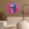 Neon - Blauw - Pop-art - Schedel Wandcirkel behangsticker klein -sfeer1