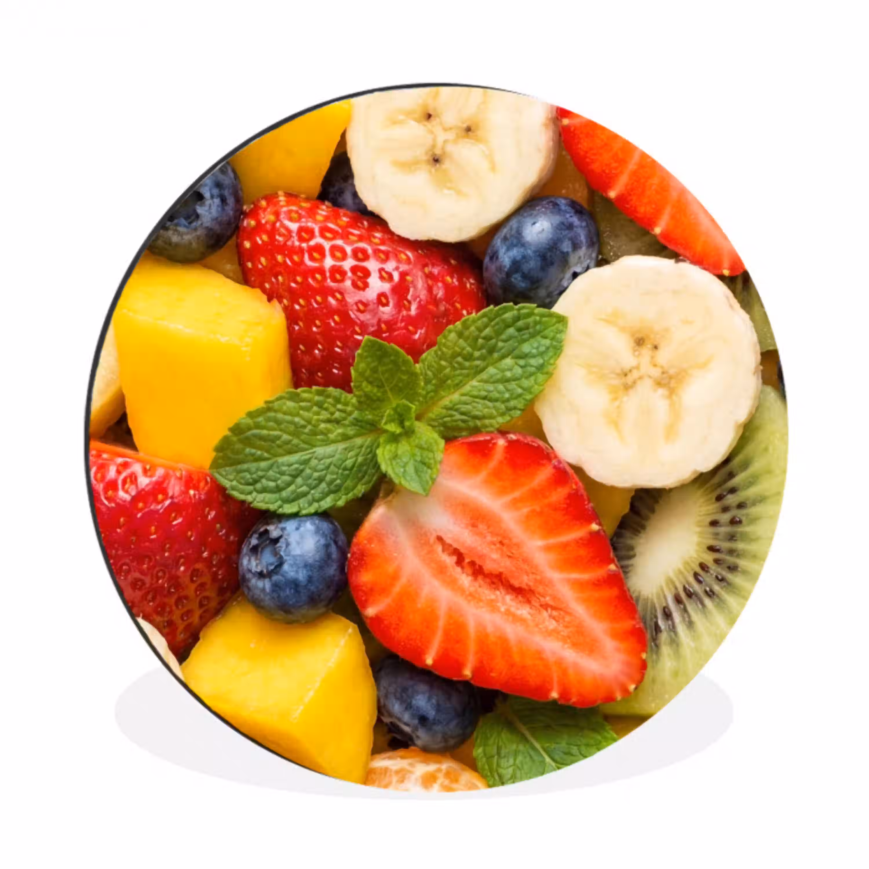 Fruit - Plakjes - Eten - Kleurrijk Wandcirkel aluminium klein -3d