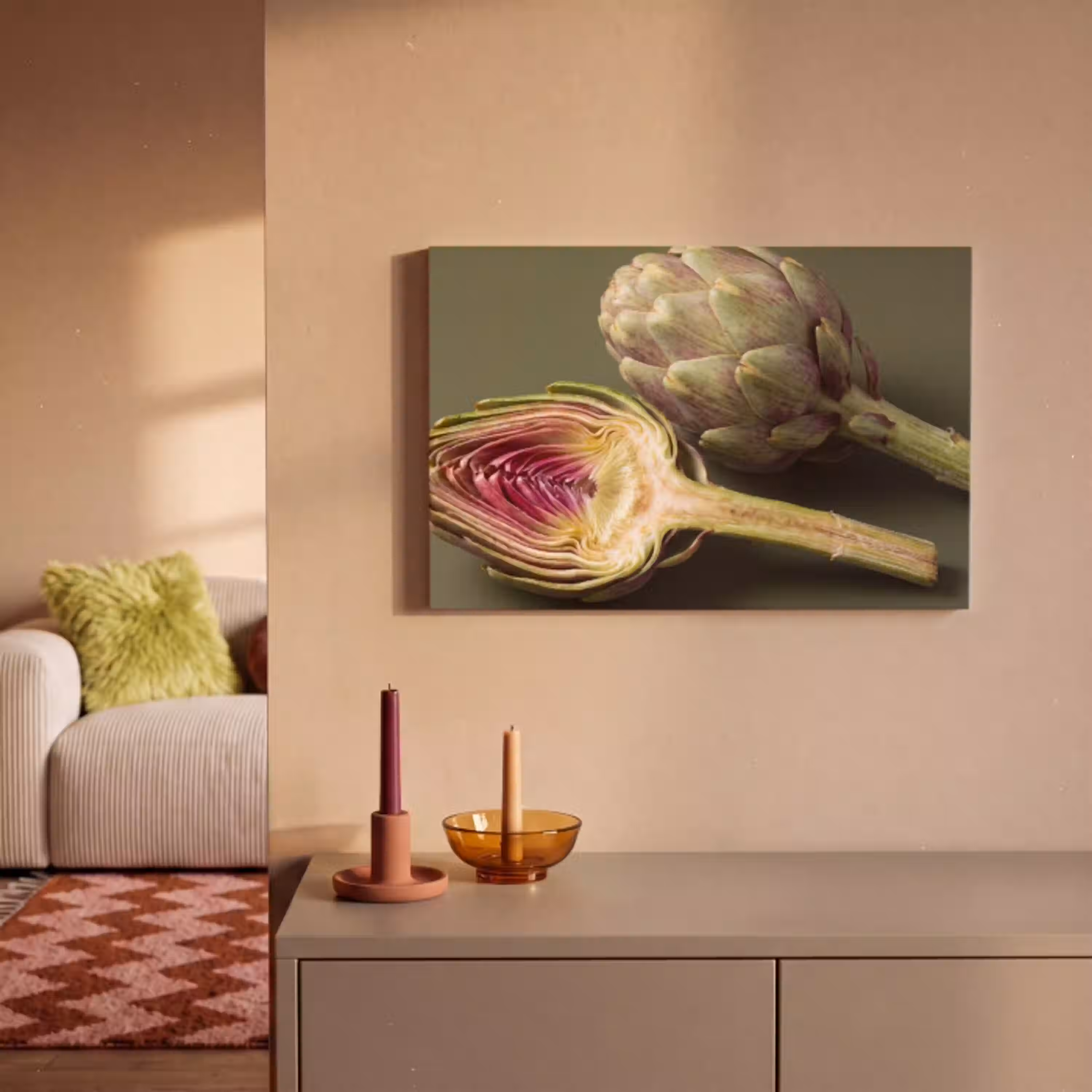 Artisjok - Paars - Voedsel canvas 2cm klein -sfeer1