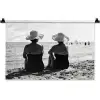 Vrouwen - Zonnehoed - Strand - Zwart - Wit Wandkleed katoen klein -zz3d