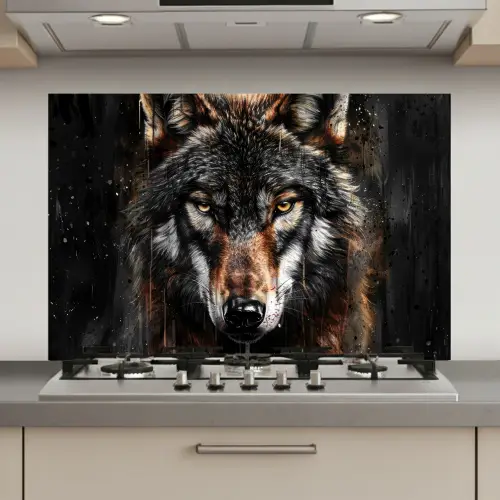 Dieren - Wolf - Portret - Zwart - Bruin keuken achterwand spatscherm klein -3d_website