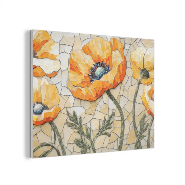 Klaprozen - Oranje - Mozaïek - Bladeren PET vilt klein -3d