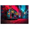 Boombox - Rood - Graffiti - Neon poster papier klein -3d