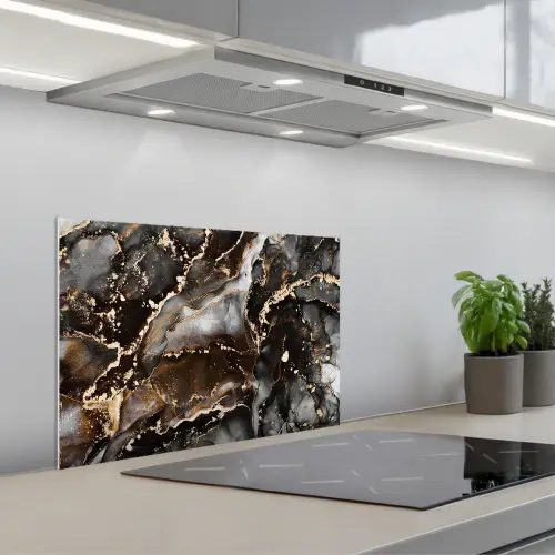 Marmer - Goud - Glitter - Luxe keuken achterwand spatscherm klein -3d_schuin