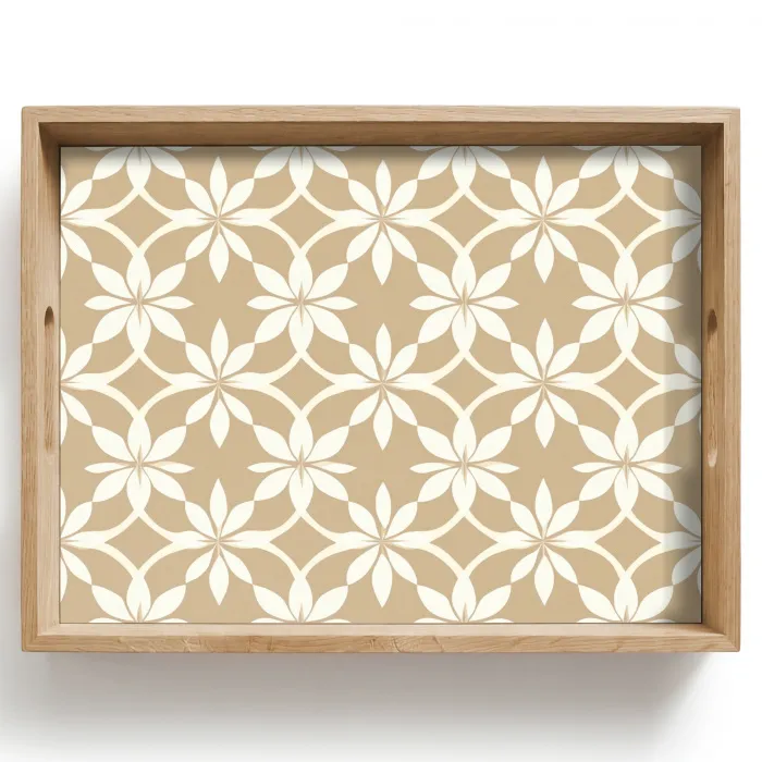 Bloemen - Patroon - Beige Dienblad Rechthoek middel 911 -z3d_shopping