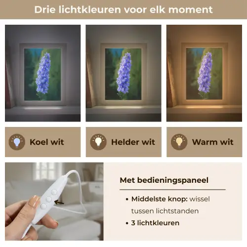 Bloemen - Blauw - Dennenboom Light Box met kabel (Tafellamp) klein -USP_lichtkleurNL