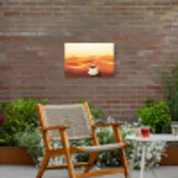 Koffie - Landschap - Oranje - Koffiebonen Tuinposter op houten frame 2 cm dik klein -sfeer3