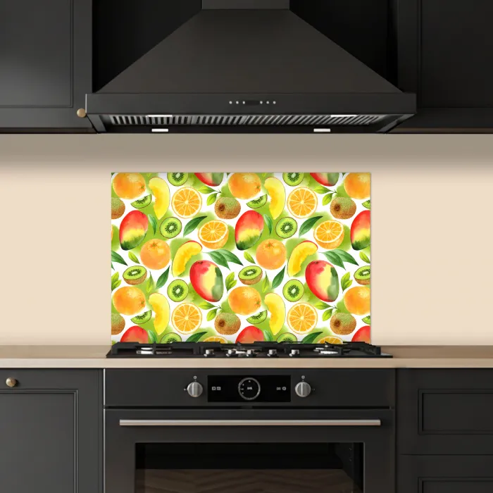 Kiwi - Sinasappel - Mango - Perzik keuken achterwand spatscherm klein 900 -sfeer1