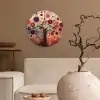 Levensboom - Bloemen - Roze - Hippie - Kunst Wandcirkel kunststof plaat 5mm dik klein -sfeer1
