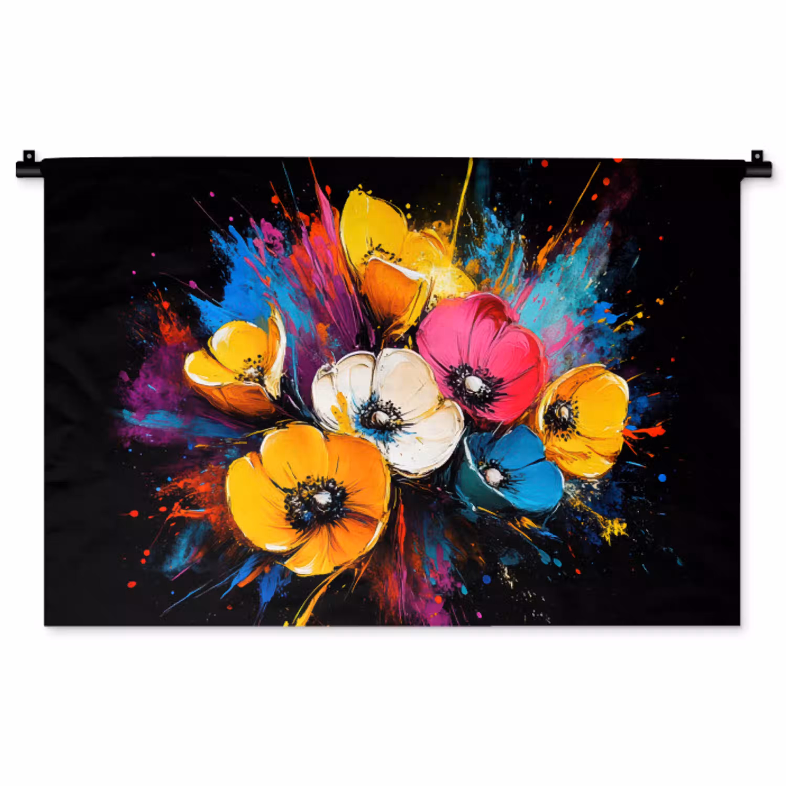 Bloemen - Kleurrijk - Graffiti - Modern - Boeket Wandkleed katoen middel -zz3d