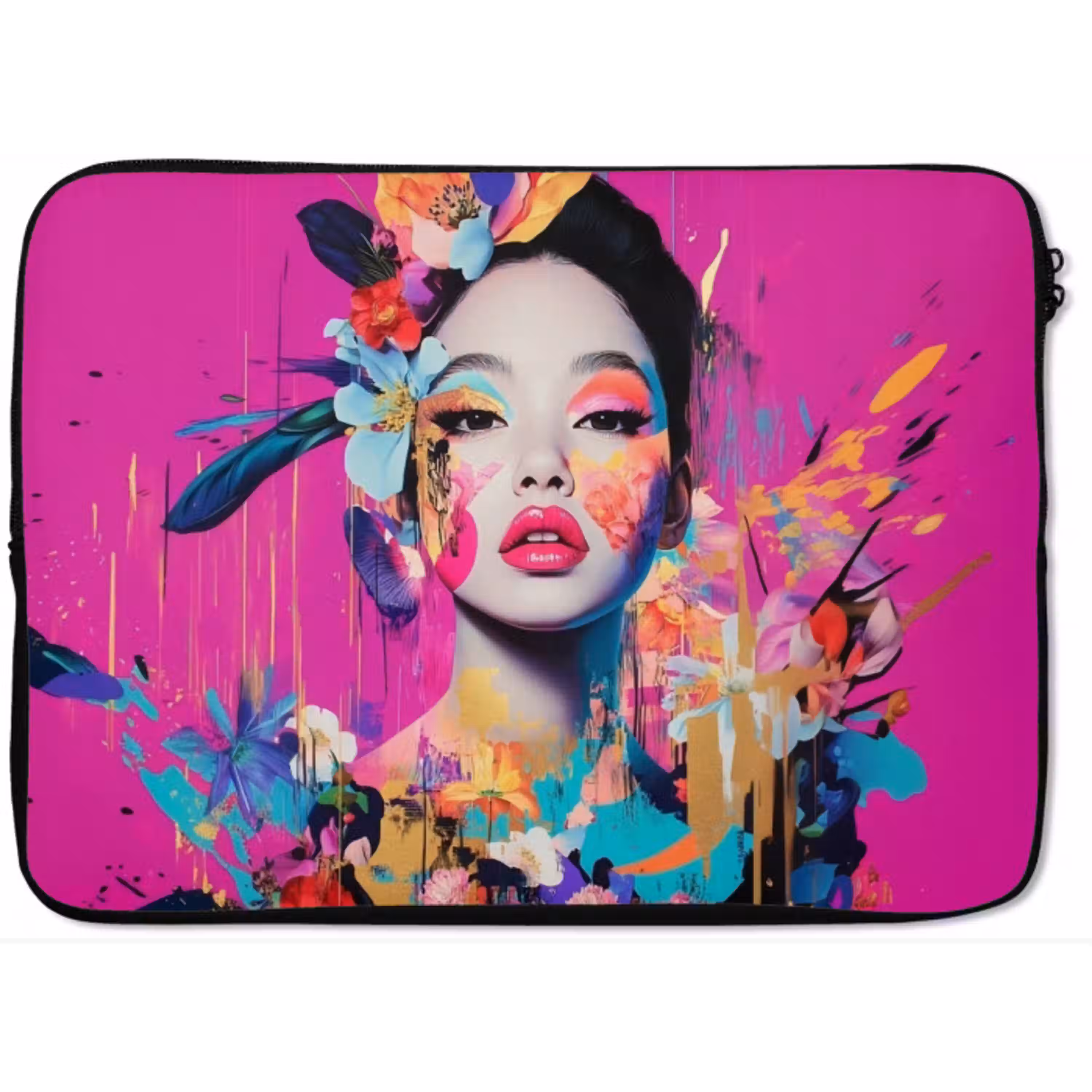 Vrouw - Portret - Abstract - Paars laptophoes neopreen klein -zkaufland3dotto