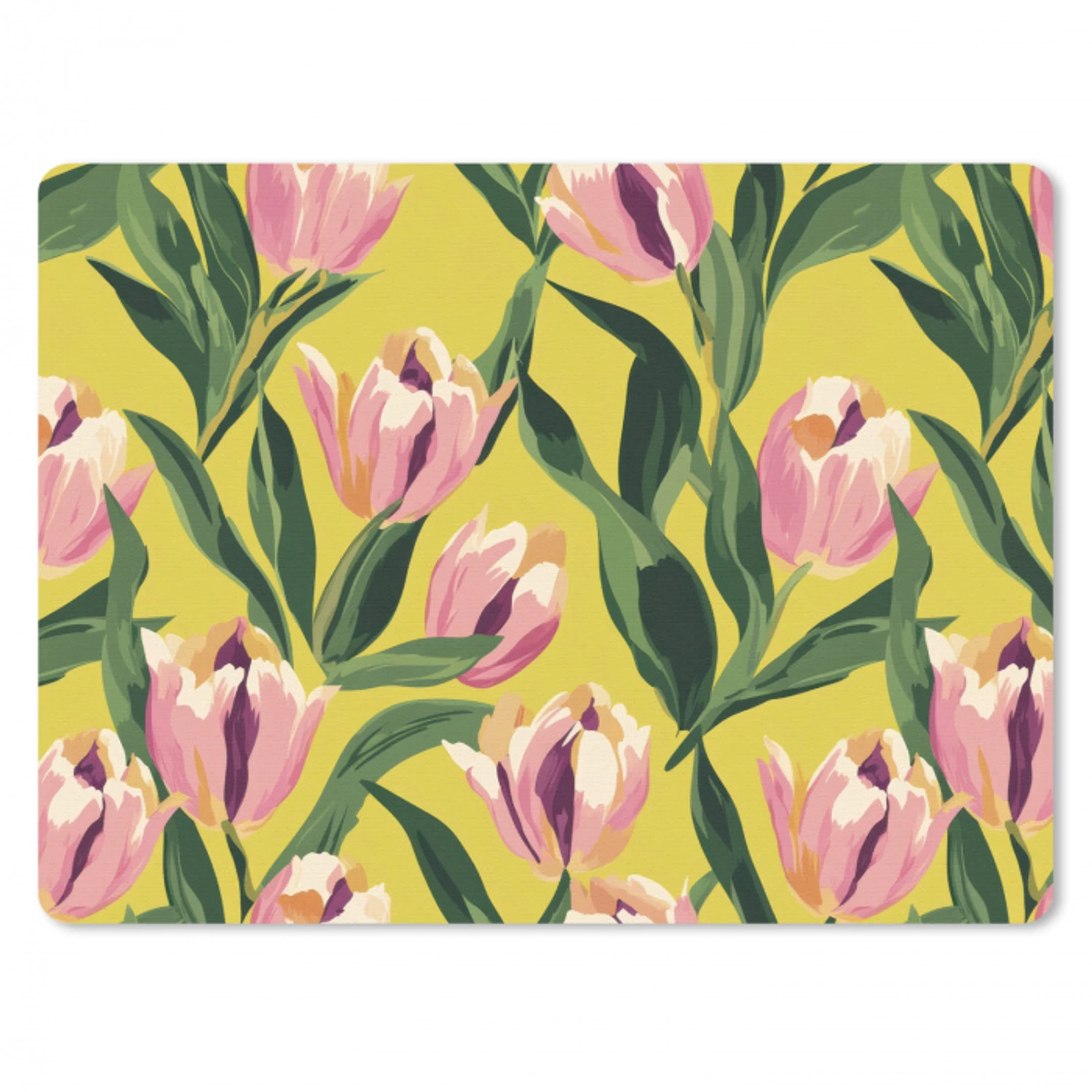 Tulpen - Botanisch - Geel muismat rubber klein 262 -3d