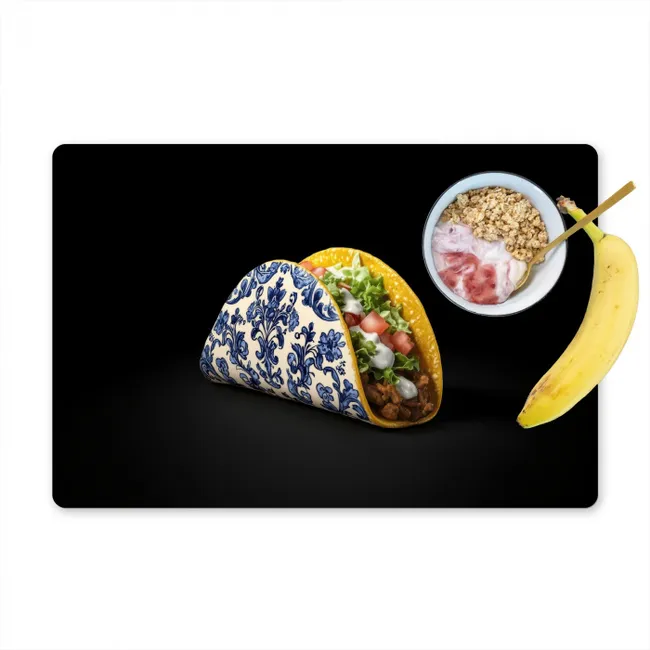 Taco - Vlees - Salade - Delftsblauw - Motief Placemat vinyl groot -zzzproduct_Kitchenyeah-website