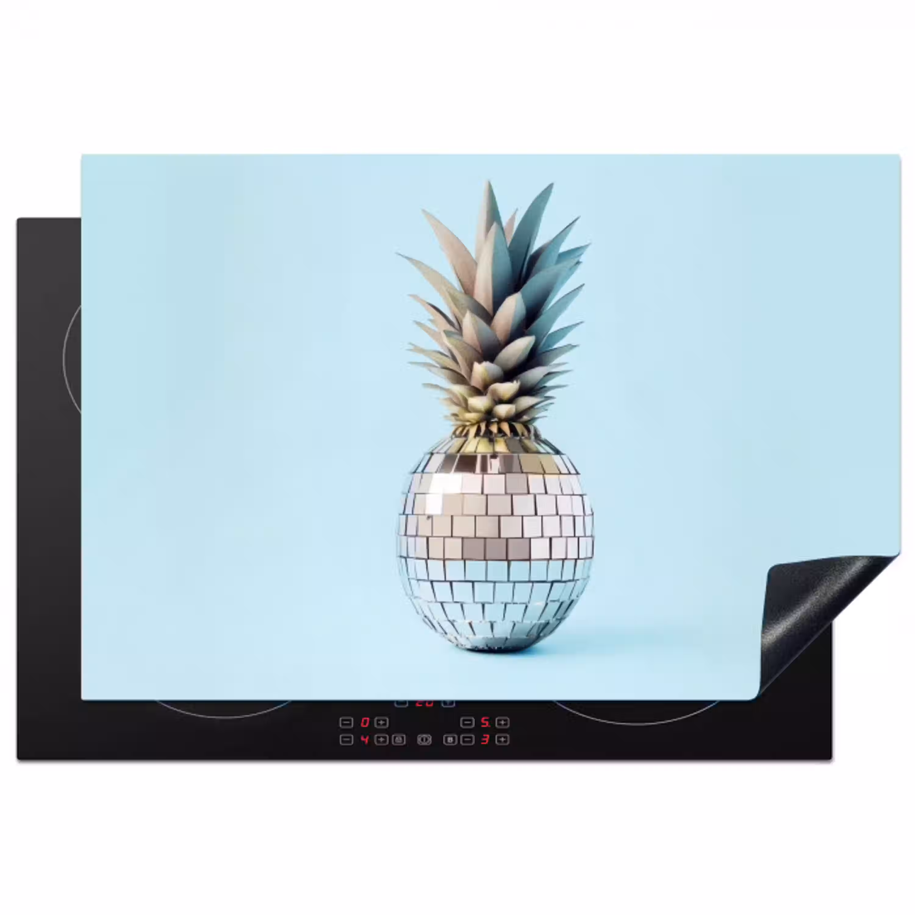 Blauw - Ananas - Disco - Discobal Inductie beschermer vinyl 3mm klein -3d