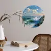 Zee - Golven - Rotsen - Meeuwen Wandcirkel behangsticker klein -sfeer3
