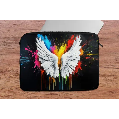 Vleugels - Verfspatten - Kleurrijk laptophoes neopreen klein -tafel