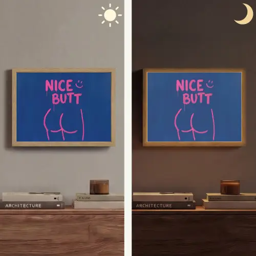 Brutaal - Grappig - Blauw Light Box met batterij (Wandlamp) middel -sfeer3