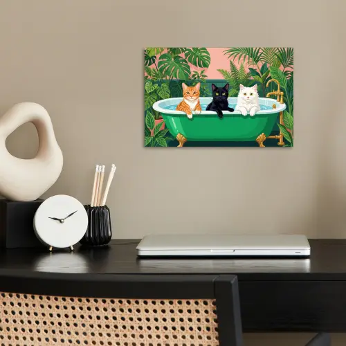 Badkamer - Kattenparade - Kleurrijk poster papier klein -sfeer1