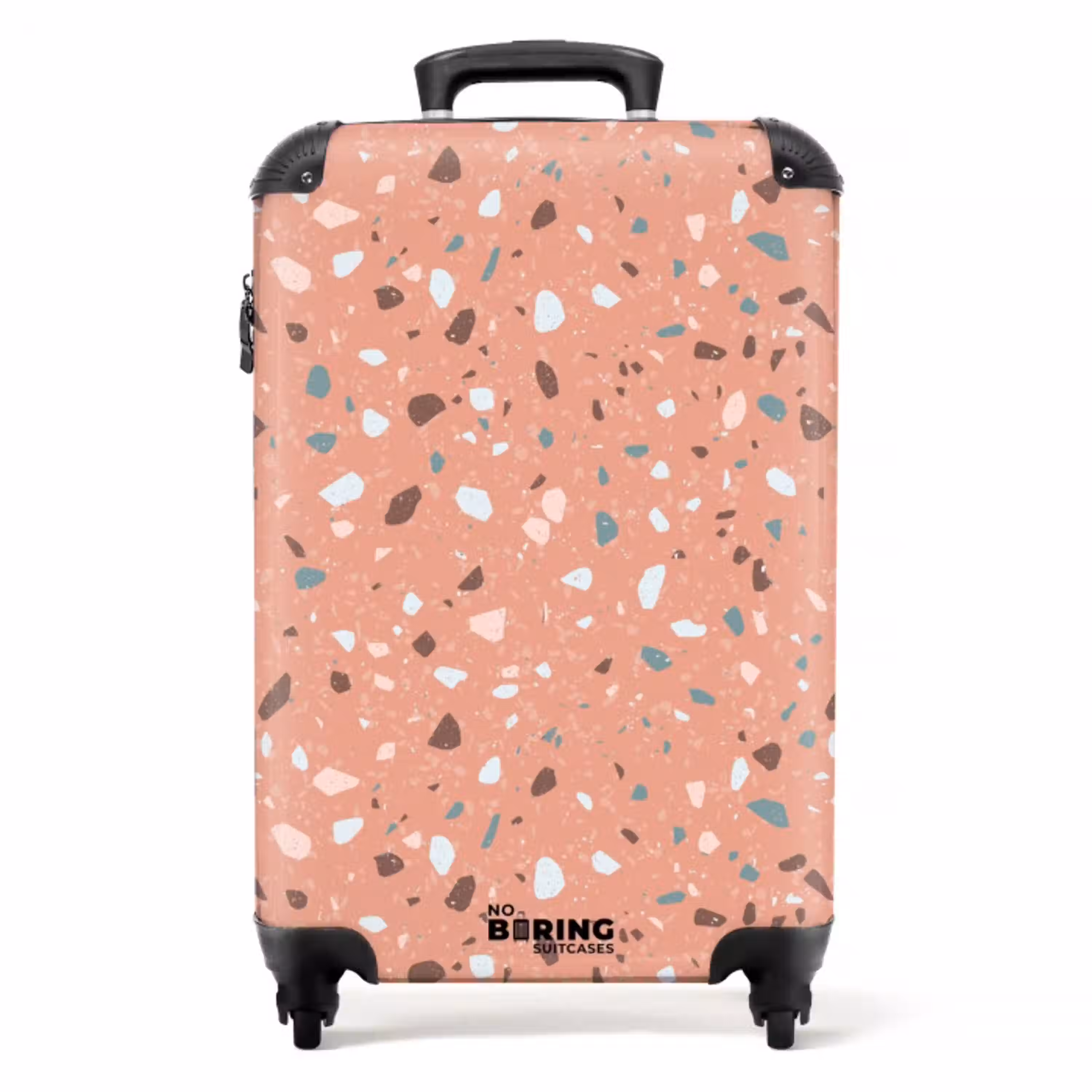 Terrazzo patroon veelkleurig roze NBS - Handbagage koffer - Volwassenen Unisex middel -productfoto_recht