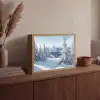 Winterlandschap - Natuur - Berg - Bomen - Sneeuw Light Box met batterij (Wandlamp) middel -sfeer2