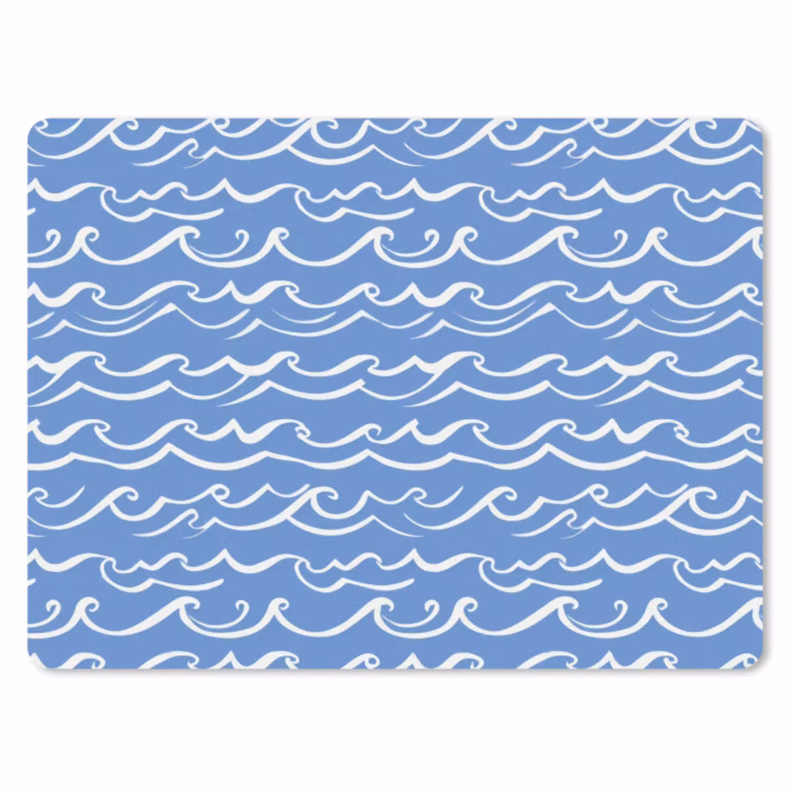 Blauw - Wit - Simpel - Getekend - Golven muismat rubber klein 262 -3d