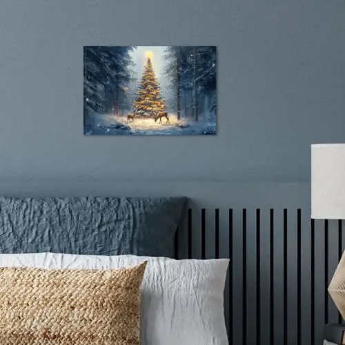 Kerstlicht - Woud - Hert - Donker poster papier klein -sfeer2