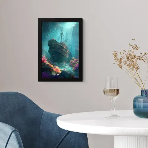 Schip - Hout - Koraalriffen - Zonlicht fotolijst zwart zonder passe partout klein -sfeer4
