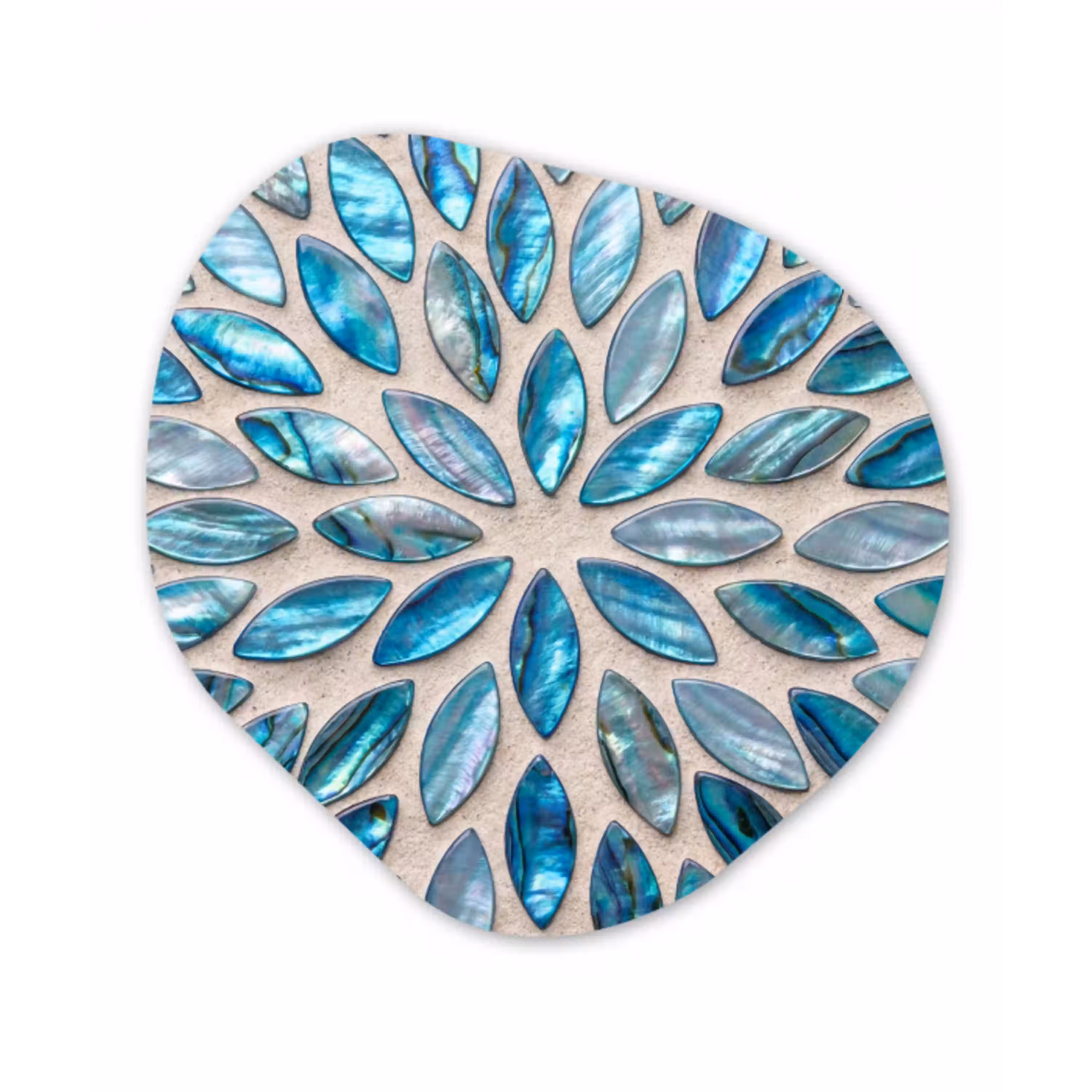 Patroon - Glans - Abstract - Blauw - Decoratie Wandcirkel Organisch Aluminium middel -3d