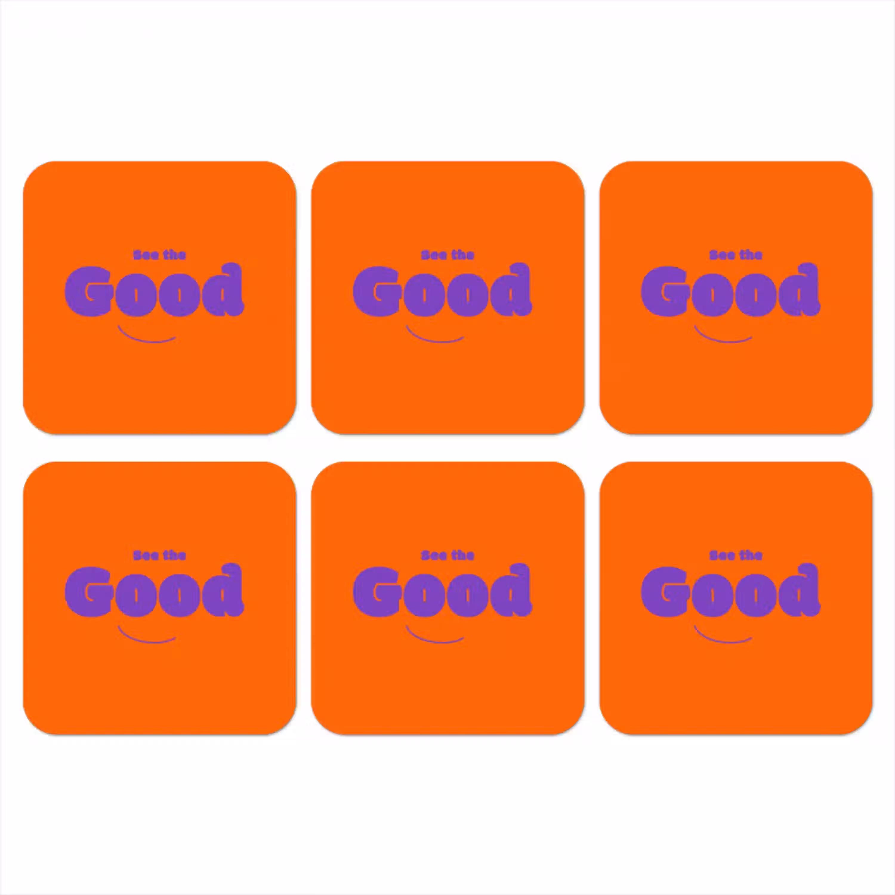 See the good - Paars - Oranje - Smiley onderzetter kurk middel -3d