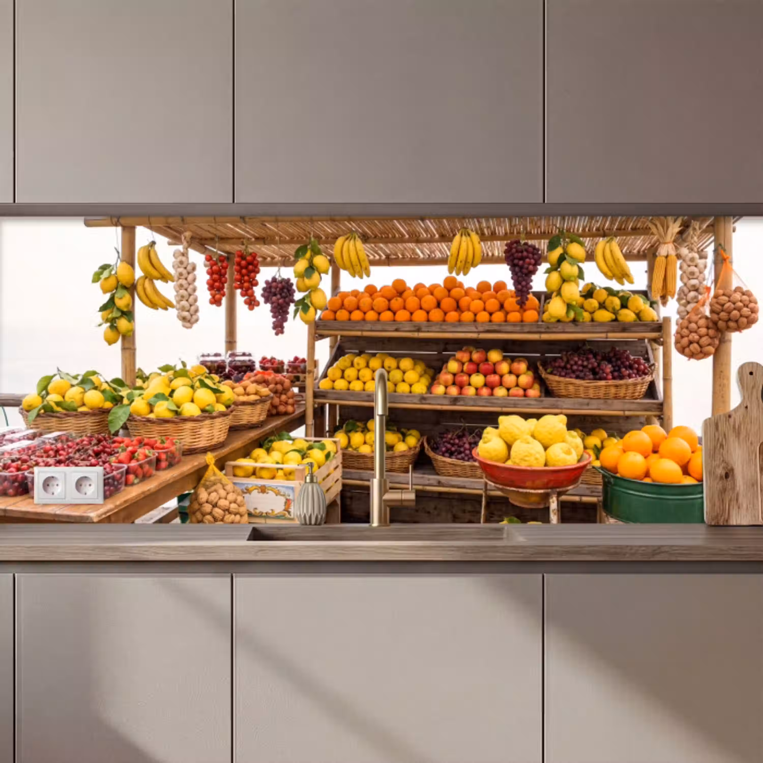 Marktkraam - Fruit - Vers keuken achterwand 2 middel zz_3dshopping
