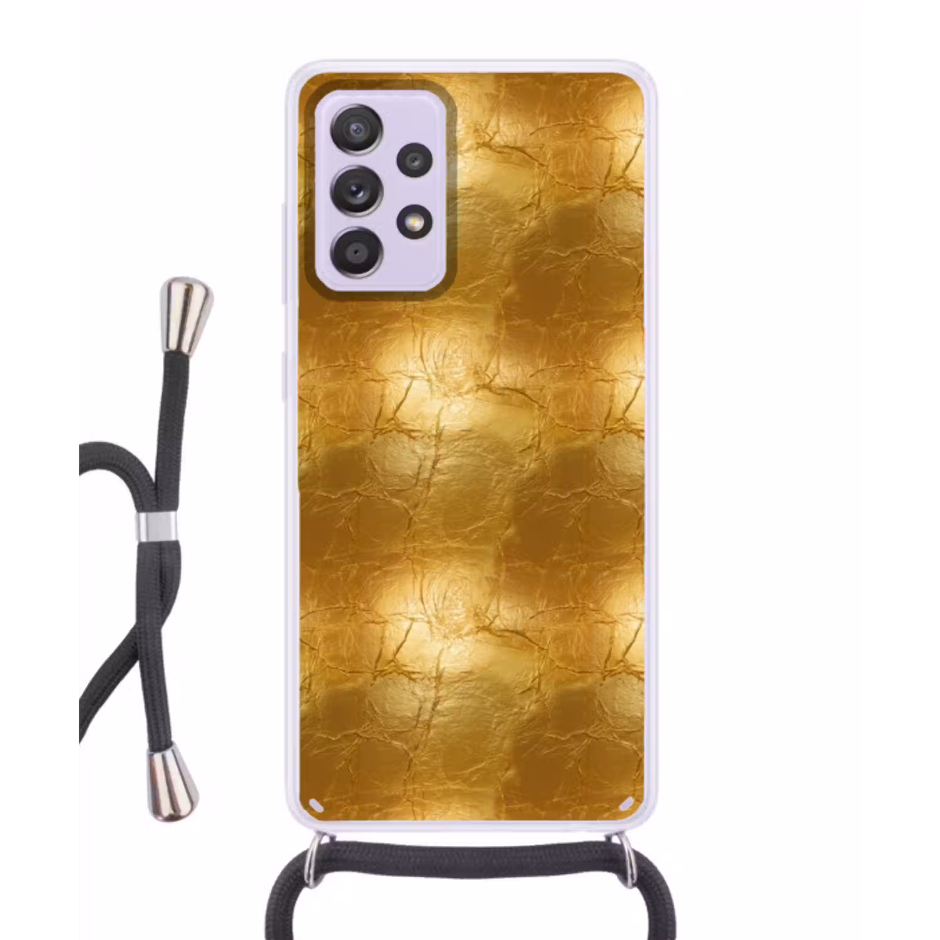 Bladgoud - Vintage - Textuur - Warm Goud Hoesje Samsung Galaxy A52 5G met koord klein 816 -3d