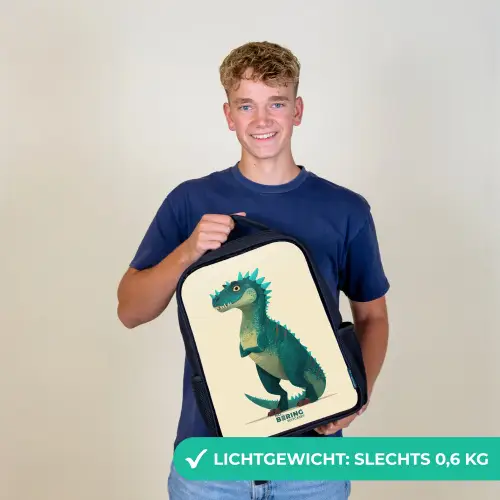 Spiky dino met vriendelijke blik Rugzak - Zwart middel -sfeer7_NL